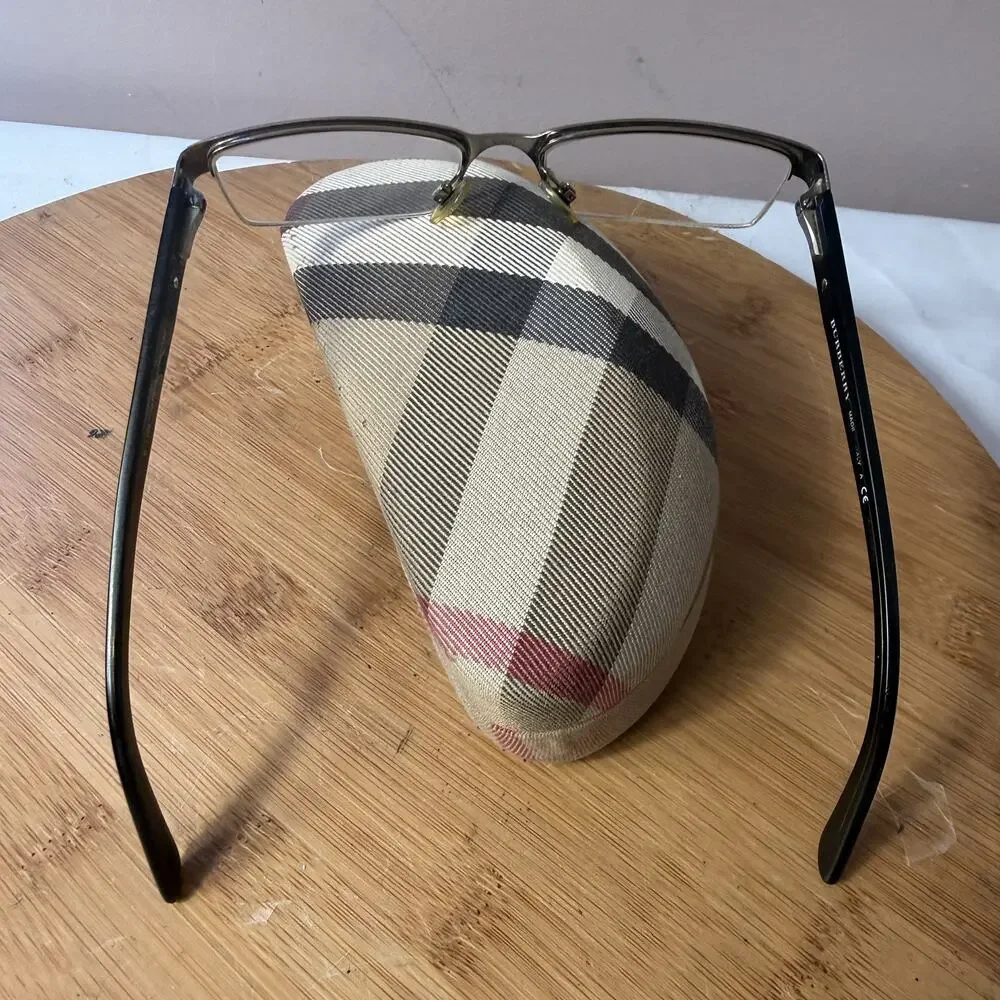 Burberry B 1156 1079 Eyeglasses Gunmetal Grey Rectangular Frames 52-17-140 Italy